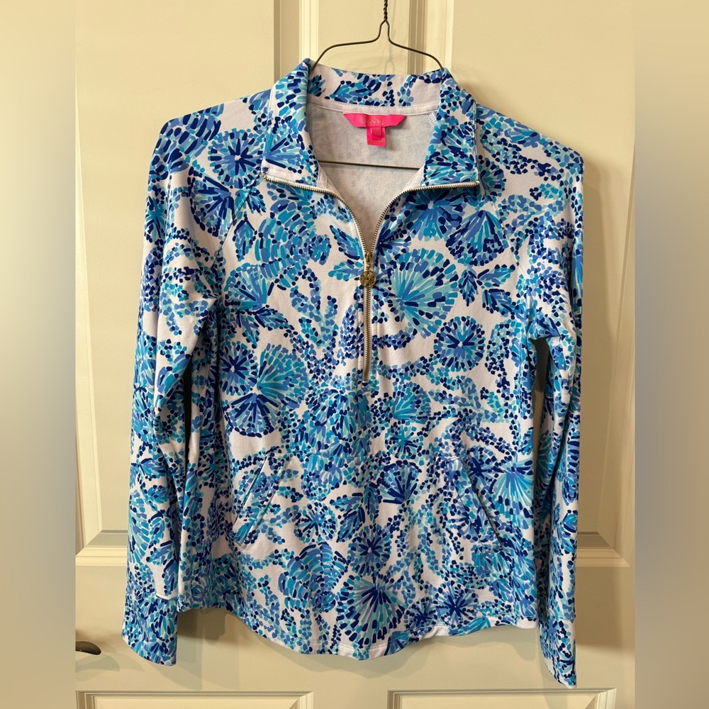 Lilly Pulitzer skipper popover in Turquoise oasis shell me you love me, XS. - Picture 2 of 4